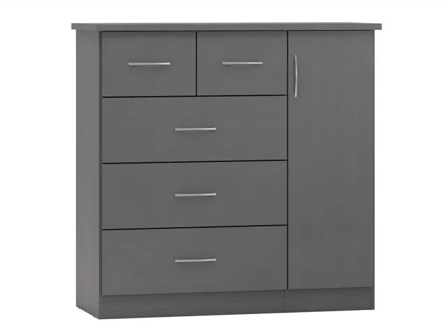 Photos - Other Furniture Seconique Nevada Matt Grey 1 Door 5 Drawer Chest of Drawers chestsofdrawer