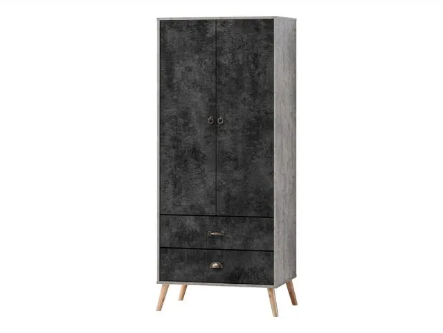 Photos - Wardrobe Seconique Nordic Concrete Effect 2 Door 2 Drawer  wardrobes