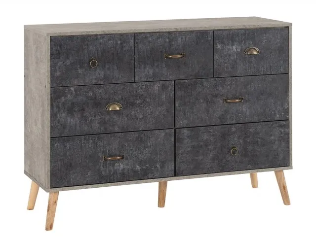 Photos - Other Furniture Seconique Nordic Concrete Effect 7 Drawer Merchant Chest chestsofdrawers