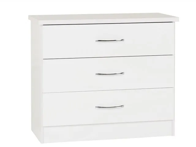 Photos - Other Furniture Seconique Nevada White High Gloss 3 Drawer Low Chest of Drawers chestsofdr