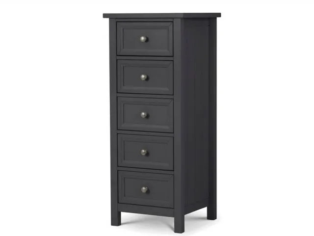 Photos - Other Furniture Julian Bowen Maine Anthracite 5 Drawer Tall Narrow Chest of Drawers chests 
