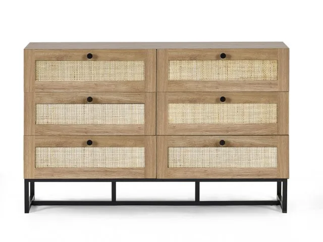 Photos - Other Furniture Julian Bowen Padstow Rattan and Oak 6 Drawer Chest of Drawers chestsofdraw 