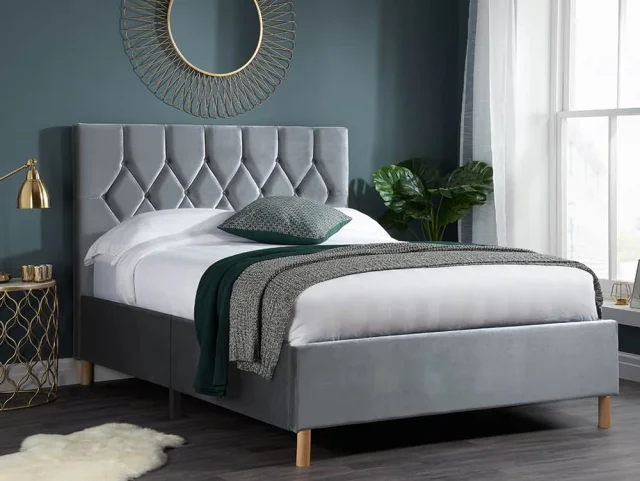 Photos - Bed Birlea Loxley 5ft King Size Grey Fabric  Frame 5ftkingsizebedframes