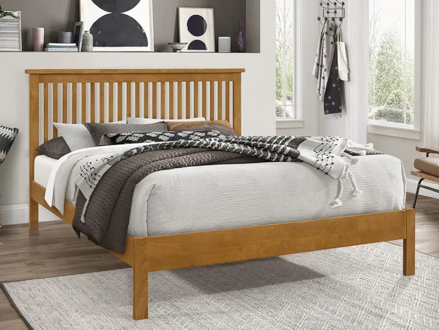 Photos - Bed Time Living Ascot 5ft King Size Oak Wooden  Frame 5ftkingsizebedframes