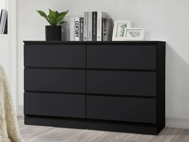 Photos - Other Furniture Birlea Oslo Black 6 Drawer Chest of Drawers chestsofdrawers