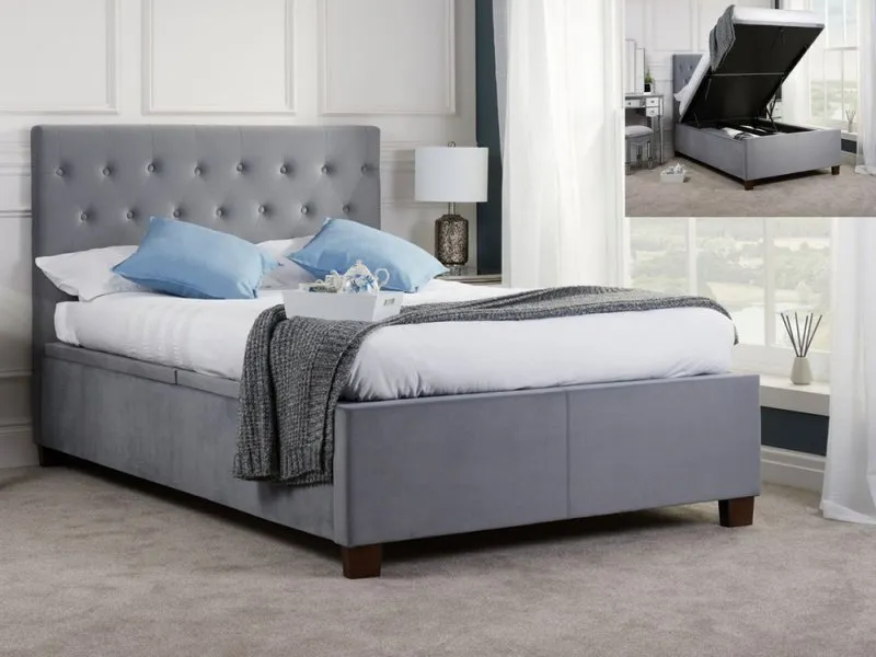 Photos - Bed Birlea Cologne 5ft King Size Grey Fabric Ottoman  Frame 5ftkingsizebedf