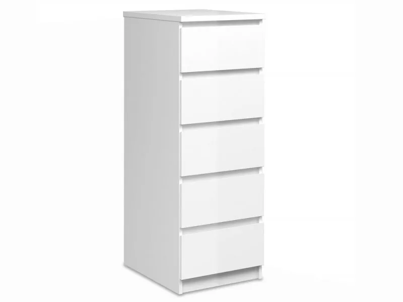 Photos - Other Furniture Furniture To Go Naia White High Gloss 5 Drawer Narrow Chest of Drawers che